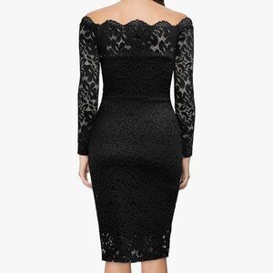 Miusol Black Vintage Off-Shoulder Lace Dress